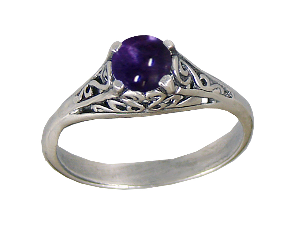 Sterling Silver Filigree Ring With Iolite Size 7